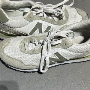 New Balance White and Olive Sneakers